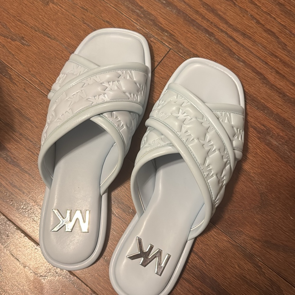 Michael Kors pastel blue Slide Sandals